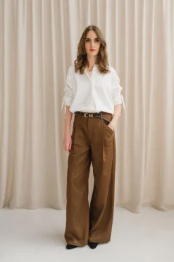 Pantalon ample en tencel | marron "oak molly pants - brown"