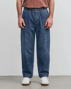 Pantalon ample léger effet denim en coton bio | bleu denim 