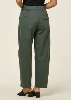 Pantalon ballon en coton bio | vert "barrel leg twill pant - space steel"