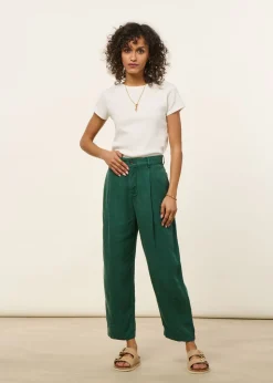 Pantalon carotte fluide en tencel | vert "haruku - dark green"