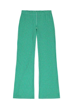 Pantalon coton bio évasé | vichy vert