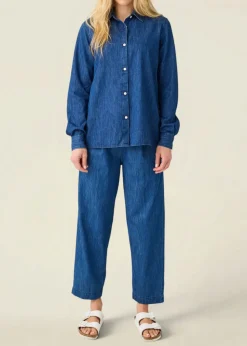 Pantalon droit denim en coton bio | bleu 