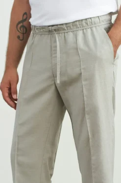 Pantalon droit en coton bio et lin | gris "max reed linen"