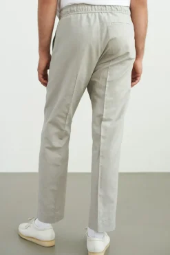 Pantalon droit en coton bio et lin | gris 