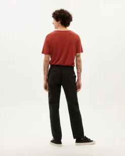 Pantalon droit en coton bio | noir "black light travel pants"