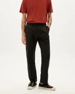 Pantalon droit en coton bio | noir "black light travel pants"
