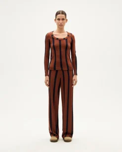 Pantalon droit en matières recyclées | marron 