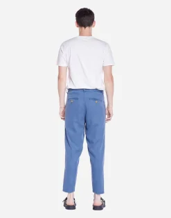 Pantalon droit en tencel | bleu 