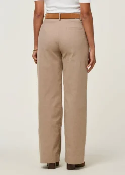 Pantalon droit flanelle en coton bio | beige "leandraa handaas - pure-walnut cream"