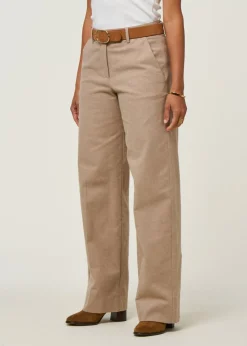 Pantalon droit flanelle en coton bio | beige "leandraa handaas - pure-walnut cream"