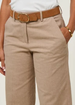 Pantalon droit flanelle en coton bio | beige 