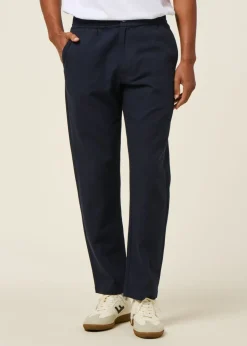 Pantalon droit léger coton bio | bleu "navy light travel pants - blue"