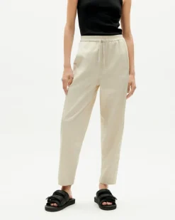 Pantalon droit léger en coton bio | beige "fog seacell esther pants"