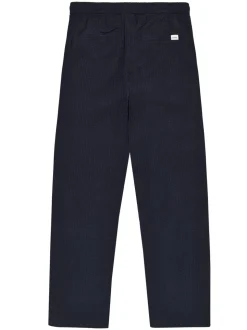 Pantalon droit seersucker en coton bio| marine 
