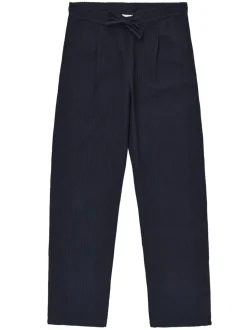 Pantalon droit seersucker en coton bio| marine 