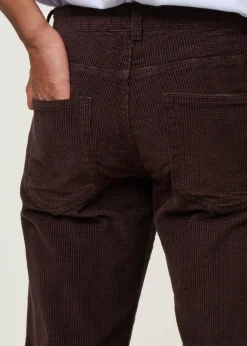 Pantalon droit velours en coton bio | marron "chuck 5-pocket corduroy - chocolate torte"