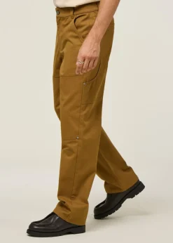 Pantalon à empiècements en coton bio | camel "light oak owen pants - ecru"