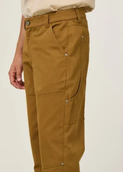 Pantalon à empiècements en coton bio | camel "light oak owen pants - ecru"