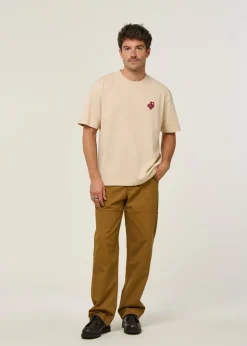 Pantalon à empiècements en coton bio | camel 