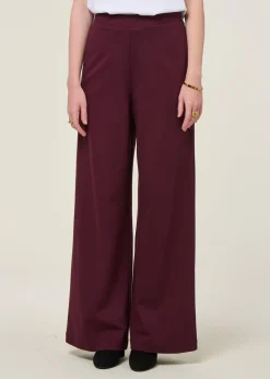 Pantalon en ecovero et matière recyclée | bordeaux "himaari - dark cranberry"