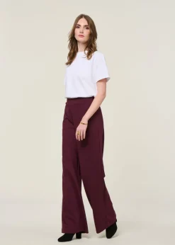 Pantalon en ecovero et matière recyclée | bordeaux 