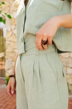 Pantalon fluide en matière recyclée | vert 