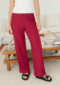 Pantalon fluide en tencel côtelé taille élastiquée
