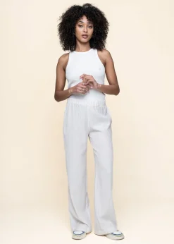 Pantalon froissé en tencel | blanc 