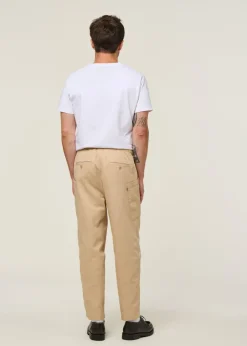 Pantalon large cargo en coton bio | crème 