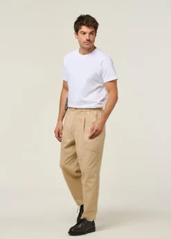 Pantalon large cargo en coton bio | crème 