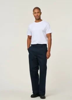 Pantalon large en coton bio | bleu "dark navy marc pants - blue"