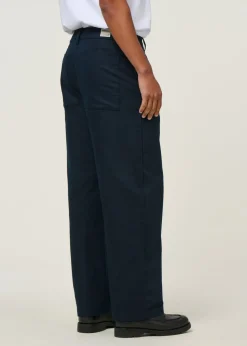 Pantalon large en coton bio | bleu 