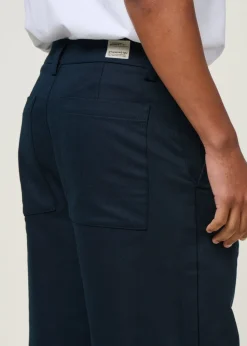 Pantalon large en coton bio | bleu 