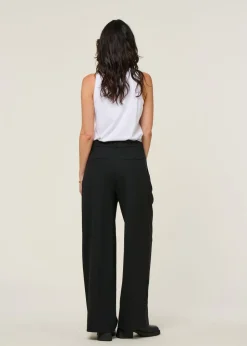 Pantalon large à pinces en laine froide certifiée | noir 