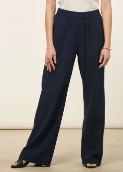 Pantalon large seersucker en coton bio | marine "posey seersucker pant night sky"