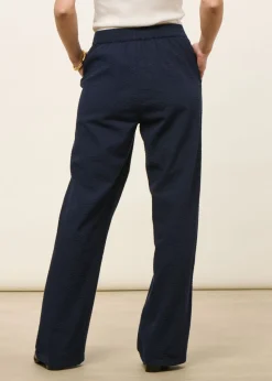 Pantalon large seersucker en coton bio | marine 