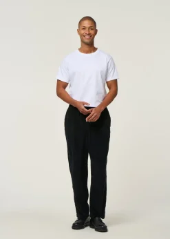 Pantalon large velours côtelé en coton bio | noir 