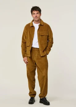 Pantalon large velours en coton bio | camel "light oak corduroy wotan pants - brown"