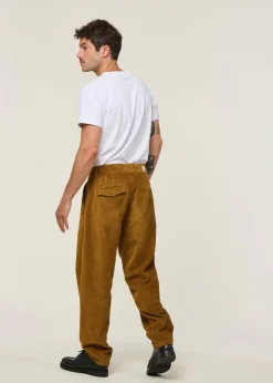 Pantalon large velours en coton bio | camel 