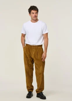 Pantalon large velours en coton bio | camel 