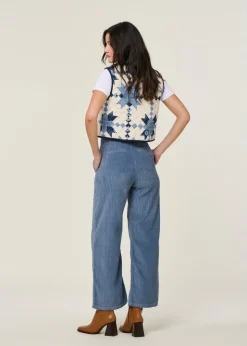 Pantalon évasé velours en coton bio | bleu 