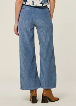 Pantalon évasé velours en coton bio | bleu 