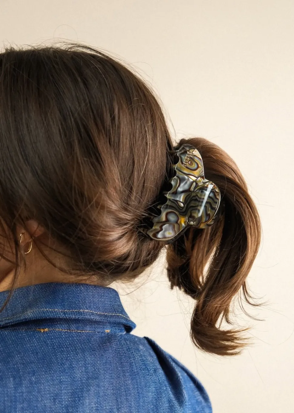 Pince à cheveux en acétate | multicolore "pince grand rond - nature"
