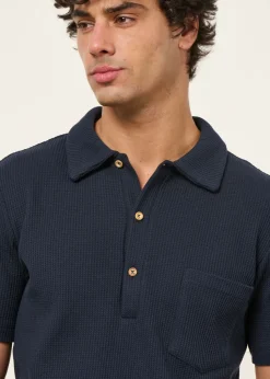 Polo en coton bio piqué | marine - canning
