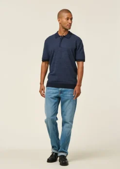 Polo maille en coton bio | marine "knitted polo - night sky"