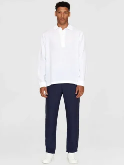 Polo manches longues en lin bio | blanc 