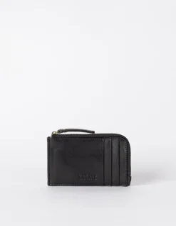 Portefeuille en cuir certifié | noir "lola - black classic leather"