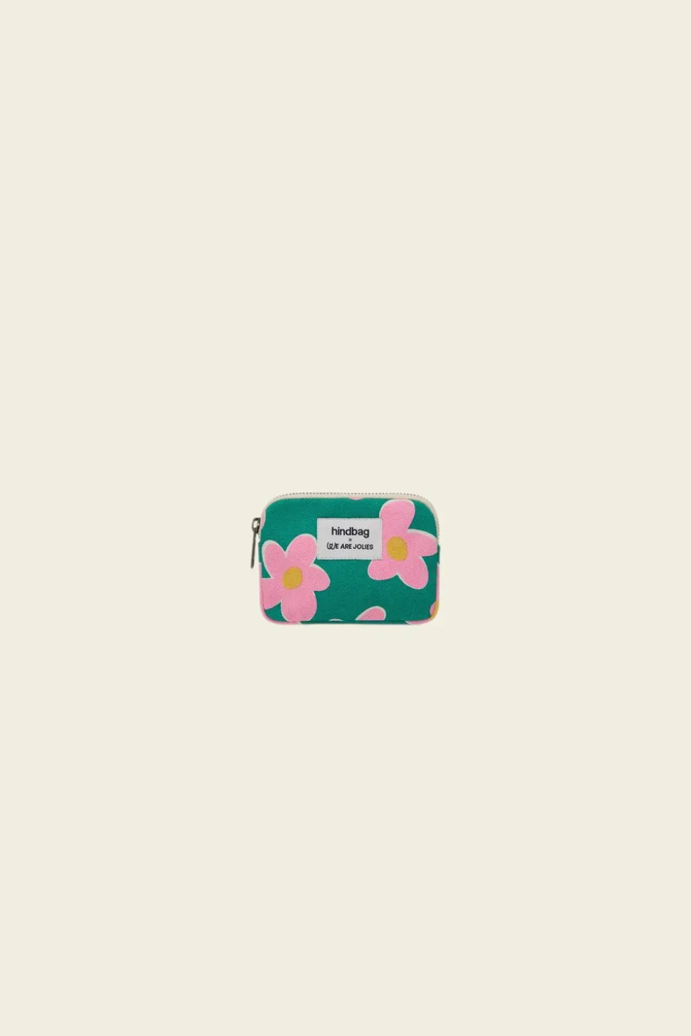 Porte-monnaie en coton bio | multicolor "lili big flower - vert, rose"