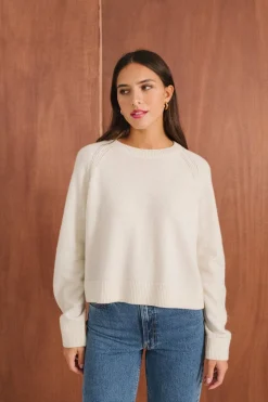 Pull boxy en laine mérinos recyclée | écru