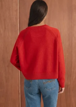 Pull boxy en laine mérinos recyclée | rouge